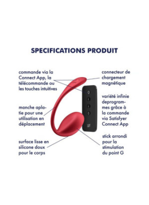 Oeuf vibrant télécommandé rouge Shiny Petal Satisfyer - CC597863